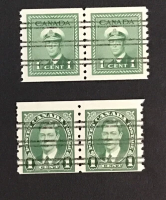 Canada 1935-43 VF-XF MNH Pre Cnx Coil Pairs Sc #238, 263,  (W38) - Image 1 of 2