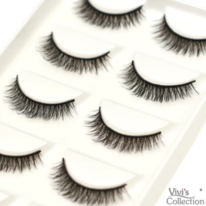 3D Lashes Eyelashes False Natural Short Curly Faux Mink Wispy Thick Fake 5 Pairs - Picture 1 of 3