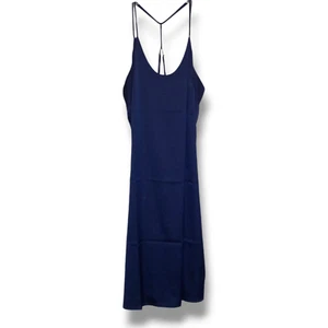 Auden Satin Chemise Nightgown-Size 1X-Slip Dress-Adjustable Straps-Midi-Navy-New - Picture 1 of 9