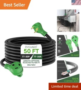 30 Amp 50 Foot RV Extension Cord, Heavy Duty 10/3 Gauge STW Cord with LED Pow... - Picture 1 of 7
