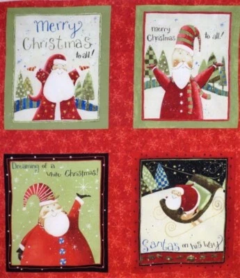 Merry Christmas Santa Fabric LARGE Quilt Blocks 8.5" x 10" ea. Quilting Crafting - Image 1 of 4