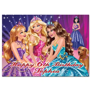 c339; Large Personalised Birthday card Custom made for any name; Princess Barbie - Picture 1 of 1