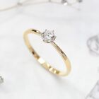 14k yellow gold plated silver-round cut lab created diamond women's wedding ring