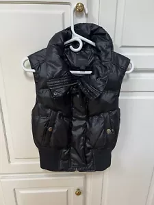 Express Women's XS Zipper Pocketed Turtleneck Duck Down Puffer Vest - Black - Picture 1 of 10