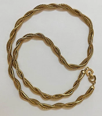 Chr. vintage assinado Colar cristão Dior torcido tom dourado joias 22" - Imagem 1 de 4