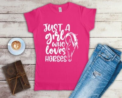 Just A Girl Who Loves Horses Ladies Fitted T Shirt Sizes Small-2XL - Image 1 of 4