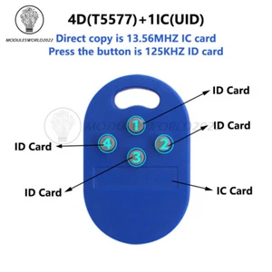 RFID Multiple Key Fob 5-in-1 125khz T5577 EM ID Writable IC 13.56Mhz Key Fob Tag - Picture 1 of 9