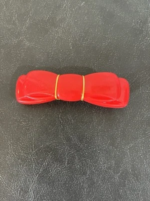 Vtg French Barrette Hair Clip Red Bow Hair Ladies Girls 80s 90s Christmas - Image 1 of 4