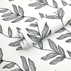 Black and White Peel and Stick Wallpaper, Self Adhesive Boho Wallpaper for Be... - Picture 1 of 9