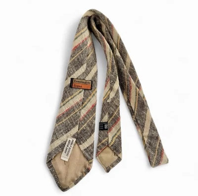 Corbata Ermenegildo Zegna Tejida a Mano Rayas Tostadas Seda HECHA EN ITALIA Marrón De Colección Foto 1 de 4