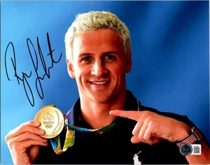 RYAN LOCHTE SIGNED 8X10 PHOTO BECKETT BAS COA USA OLYMPIC SWIMMER 7 - Picture 1 of 1