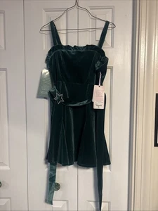Johnny Wujek Größe M Evergreen Samtkleid mit Sternenverzierung Gürtel! - Bild 1 von 7