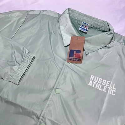 Russell Athletic M Coach Jacket Mint Green Windbreaker Snap Front Lightweight - Image 1 of 4