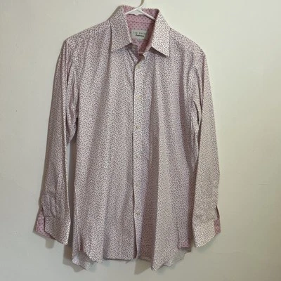 Camisa de vestir Ted Baker para hombre 15,5 32/33 rosa estampado floral de hojas resistencia Foto 1 de 4