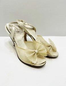 Vintage Camille Designs White Heels Womens 6.5 - Picture 1 of 15
