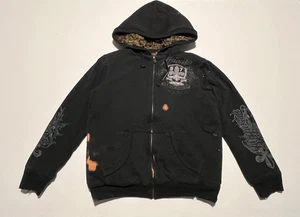 Vintage Y2K Aeropostale Fur Lined Hoodie Jacket Sweatshirt Black S Flawed Wings - Picture 1 of 10