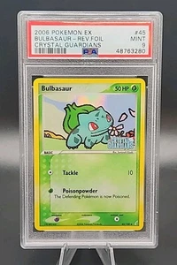 Pokemon PSA 9 Mint 2006 Ex Crystal Guardians #45/100 Bulbasaur Reverse Rev Foil - Picture 1 of 2