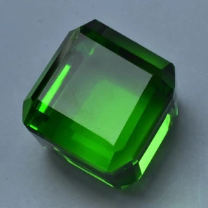 Lab-Created Green Peridot Cube Cut Extremely Rare 50.40 Ct CERTIFIED Gemstone - Picture 1 of 6