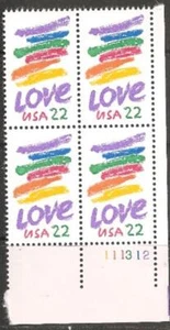 US.1987 Scott #2143 Love - Crayon 22c Plate Block of 4 MNH OG - Picture 1 of 1