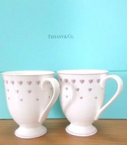 Very Rare !! Tiffany & Co. Bone China Pink Heart Mug Cup TIFFANY Porcelain Japan - Picture 1 of 12