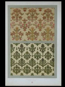 VELOURS RENAISSANCE - LITHOGRAPHIE 1877 - DUPONT-AUBERVILLE, FLEURON, TISSUS - Picture 1 of 1