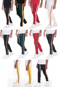 Herren Tape Design einfarbig Freizeit Track Hose Track Jogger - Bild 1 von 29