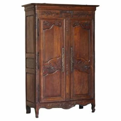 ANTIQUE 1844 CARVED & DATED LARGE WARDROBE ARMOIRE WITH EXPERTLY CRAFTED PANELS - Image 1 of 4