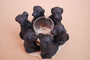Black Lab Circle Votive Candle Holder Continental Creations #P608 S6328 - Picture 1 of 9