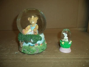 Lot of 2 Easter Snow Globes CHERISHED TEDDIES "Wind Beneath My Wings" & Unbrande - Picture 1 of 5