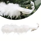 Lifelike Feathered White Peacock Ornament for Christmas Tree Decoration