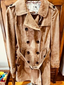 COACH Suede Double Breasted Trench Coat Size 6 true camel color - Picture 1 of 8