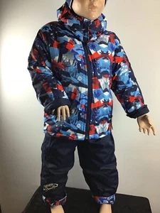 Skianzug,Kinder,Junge,Zweiteiler,86,92,98,104,110,blau,rot/weiß,Kapuze,Latzhose, - Bild 1 von 12