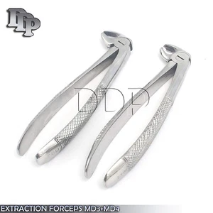 SET OF 2 GRADE DENTAL SURGERY TOOTH EXTRACTING EXTRACTION FORCEPS MD3+MD4 - Picture 1 of 3