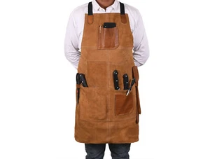 Florence Suede Leather Apron by Aaron – Heavy-Duty Utility Apron for Men & Women - Picture 1 of 8