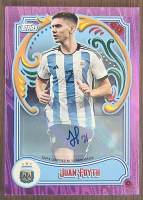 2023 Topps Argentina Fileteado Juan Foyth Auto Purple 13/15 Autograph SSP /15 - Image 1 of 2