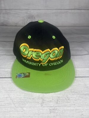 Sombrero de fútbol americano vintage Oregon Ducks espalda a presión verde y amarillo ala plana  Foto 1 de 4