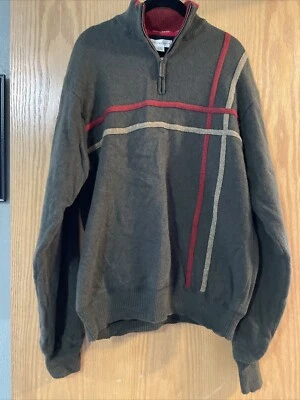 Vintage CUTTER & BUCK Size Large Mens 1/2 Zip Lambs Wool Sweater Green Lined - Image 1 of 4