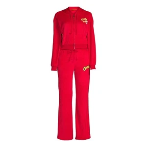 Cheetos Juniors Red Hot Graphic "Flamin' Hot" Velour Hoodie & Pants 2-Pc Set, L - Picture 1 of 12