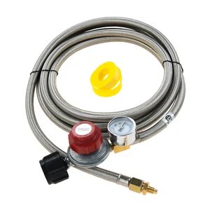 Regolatore propano tubo alta pressione 12 piedi 0-30 PSI con kit manometro per griglie a gas - Foto 1 di 11