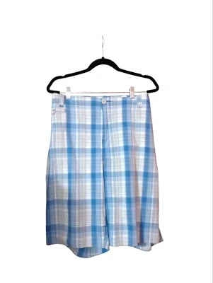 Fashion Bug  Blue White Beige Plaid Shorts Size 26 - Image 1 of 4