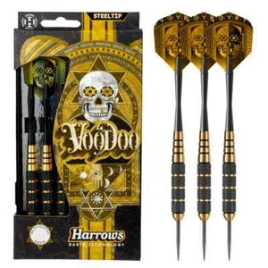 Harrows Voodoo Black Knurled Brass Barrels Supergrip Precision Darts - Picture 1 of 3