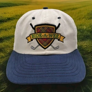 Vintage Bide-A-Wee Golf Course Hat White Blue Strapback Cap Portsmouth VA - Picture 1 of 7