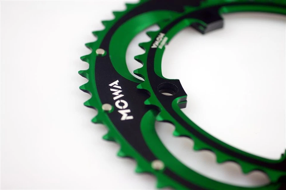 Juego de platos anodizados dobles MOWA para carretera 53-39T verde Foto 1 de 2