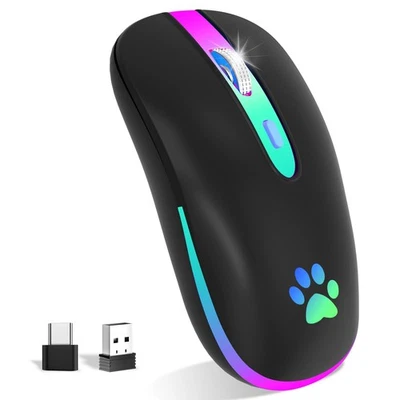 Wireless Mouse, Rechargeable LED Wireless Bluetooth Mouse,Portable USB Optica... - Image 1 of 4