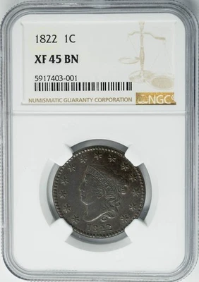 1822 Large Cent 1c N-2 XF45 NGC 950595-15 - Image 1 of 3