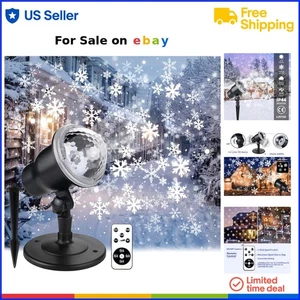 Christmas Projector Lights Outdoor Snowflake Wireless Remote Indoor Decor - Picture 1 of 8
