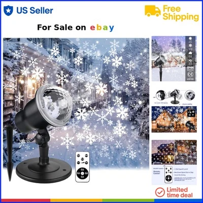 Christmas Projector Lights Outdoor Snowflake Wireless Remote Indoor Decor - Image 1 of 4