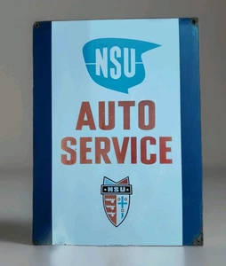 Belle Et Grande Et Plaque Émaillée NSU AUTO SERVICE, 80cm × 60cm, Émai Allemande - Foto 1 di 13