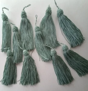 Craft Supplies Set 10 Tassels Aqua Vintage Sewing Notions Decorative Trim 6" - Picture 1 of 4