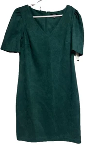 Guess Damen grün Puffärmel Kunstleder V-Ausschnitt Etuikleid Gr. 12 Neu mit Etikett - Bild 1 von 13